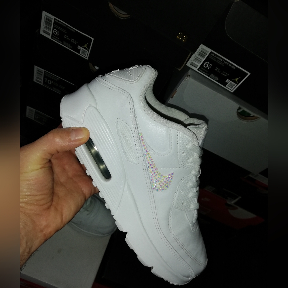 NIKE AIR MAX 90S "SWAROVSKI CRYSTALS CUSTOMIZED WOMEN'S US SIZE 8.5 GREAT COND - Picture 8 of 12